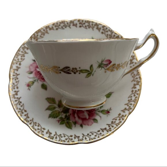 Vintage Collingwood Fine Bone China Tea Cup & Saucer Mauve Pink Roses w/ Gold - Picture 9 of 12